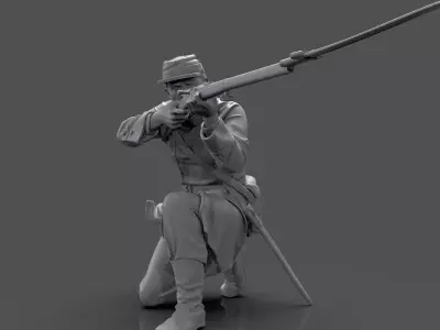 Historical soldier crouching 3D print model