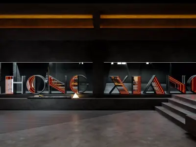 Dark-themed gym 3D model