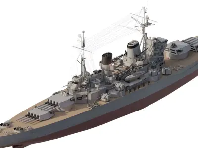 WW2 BATTLESHIP based on King George V -class battleship 3D model