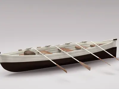 boat jolly with oars 3D model