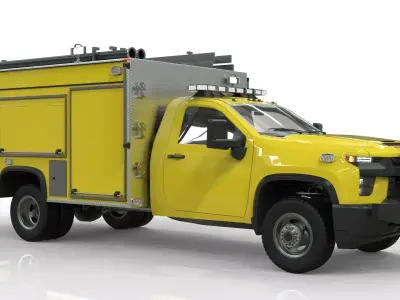  Silverado  2021 FIRETRUCK singlecab Low-poly 3D model