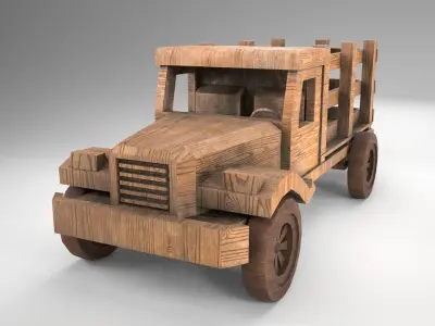 Wood Toy Truck 1 Low-poly 3D model