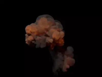 Realistic Explosion orange smoke cloud 3D model