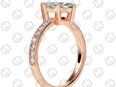 Ring 215 Marquise shape milgrain pave set with Gems 3D print model