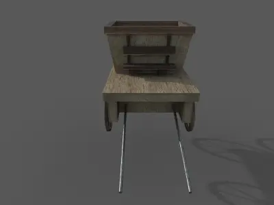 wood wagon 3D model Low-poly 3D model