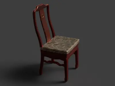 Chinese wooden chair  Low-poly 3D model
