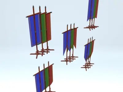 Medieval Banners with Stand 3D model