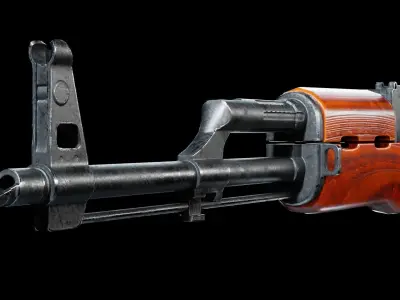 AK47 - Textured Game-Ready Low-poly 3D Model  Low-poly 3D model