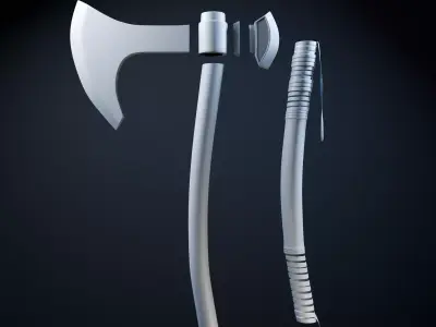 Battle Axe Low-poly 3D model 28