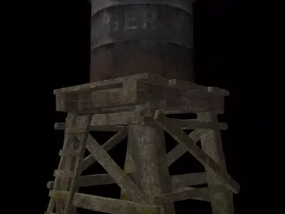 Industrial Water Tower Low-poly 3D model