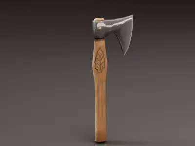 Viking Battle Axe with print on handle Free low-poly 3D model