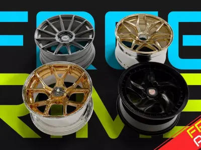 Free Wheels Pack PBR Textures for Vehicles Free 3D model