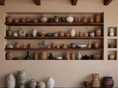Ancient Primitive Pottery Vase Decor Collection Wabi Sabi PBR Low-poly 3D model