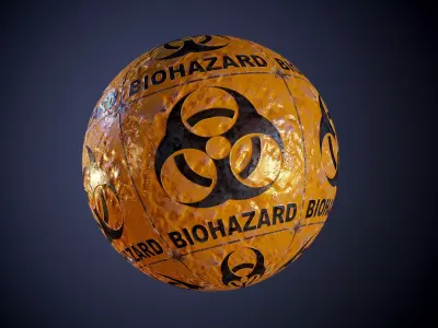 Metal Yellow Biohazard Sign Sci-Fi Seamless PBR Texture Texture