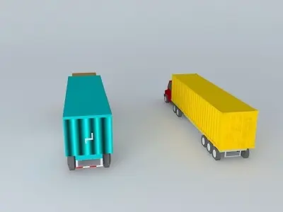trucks truck and trailer Free 3D model
