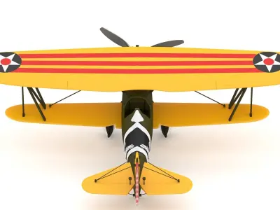 Curtiss P-6 Hawk Vintage Biplane Fighter Aircraft 3D model