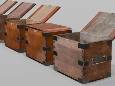 Wooden Box Pack Low-poly 3D model