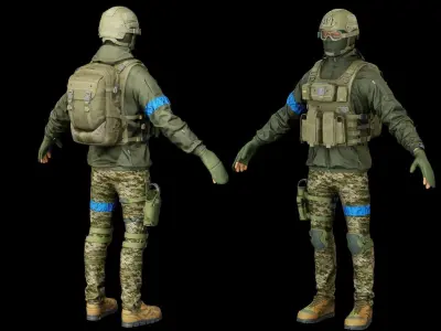 Ukraine Infantry Army Soldier Full Tactical Armor Low-poly 3D model