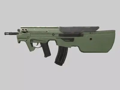 Assault rifle Low-poly 3D model 8