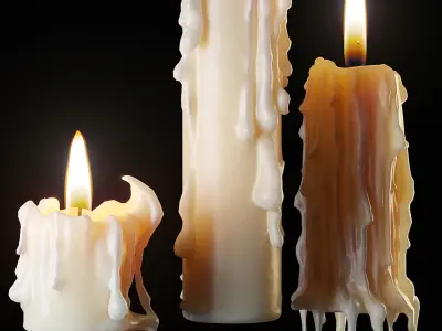  Three melted candles 