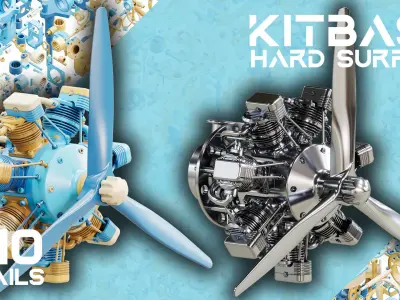 HARD SURFACE KITBASH Quad Surface Mesh Propeller Engine Kit Low-poly 3D model