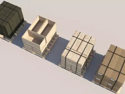 Pallet Collection with cargo 3D model