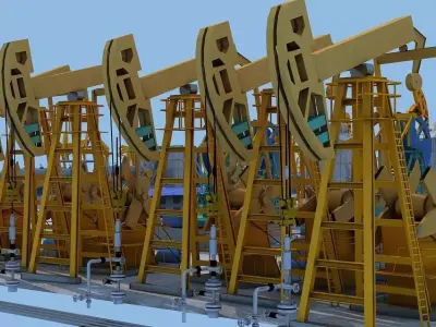 Oil Pumpjack  Nodding Donkeys Low-poly 3D model