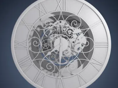 Clock mechanism and gears 3D model