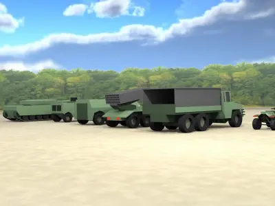 LOW POLY TACTICAL VEHICLES - Pack of 6 Low-poly 3D model