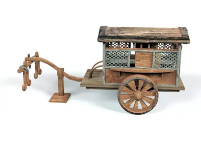 Old Chinese Qin-Han Dynasty Style  Horse Drawn Carriage 3D model