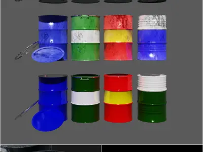 Oil Barrels 200 liter pack of 12 barrels Free low-poly 3D model
