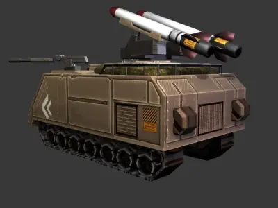 Low Poly Tank armored vehicle with missile Free low-poly 3D model