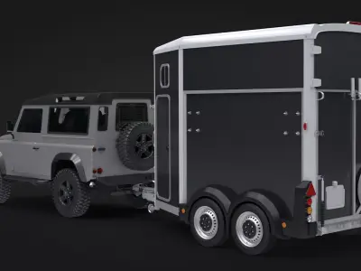 European-style Horse Trailer and SUV 3D model