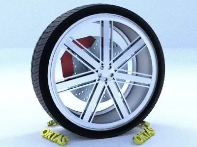 ORTAS CAR RIM 28 GAME READY RIM TIRE AND DISC 3D model