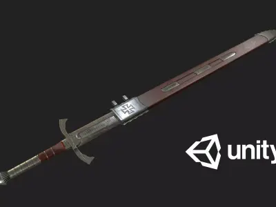 Templar Sword High Quality  - Game Ready Low-poly 3D model