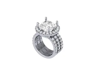 Solitaire Engagement Art Deco Ring 3D print model