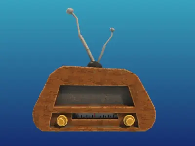 Vintage Radio Cartoon style Game Asset  Free low-poly 3D model