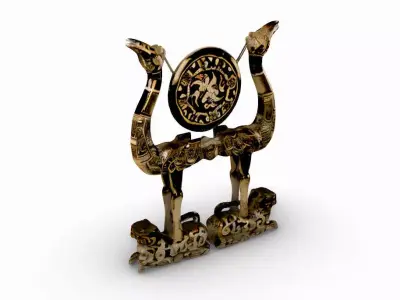 Bronze Mirror with Twin Crane Handles Free 3D model