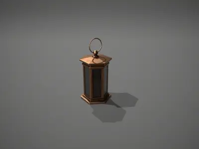 Brass Antique Lantern Low-poly 3D model