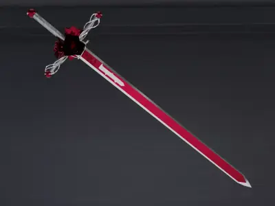 Red Sword Low-poly 3D model