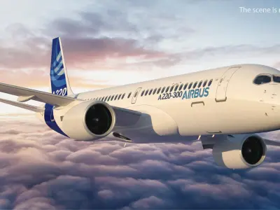 Airbus A220 300 Detailed Interior Rigged 3D model
