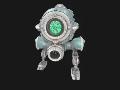 Abstract Sci-Fi Machine Futuristic Cybernetic Mechanism Low-poly 3D model