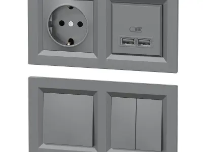 Schneider Asfora sockets 3D model