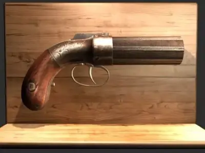 pepperbox flintlock revolver Low-poly 3D model