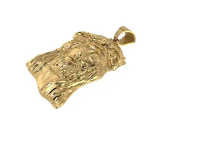 Detailed Jesus Christ Gold Necklace 3D print model