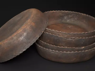 Rustic Clay Plate Low-poly 3D model