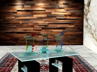3D Glass Trophy with Customizable Colors  Realistic Design 3D model
