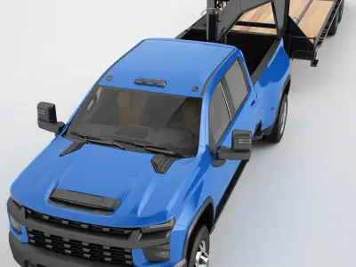  Pickup Truck Generic Gooseneck Trailer 04 