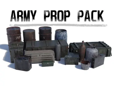 Army and Industrial Prop Pack Low-poly 3D model