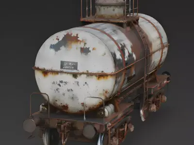Realistic Full Rusted Oil Tanker Train Car 3D Model Low-poly 3D model